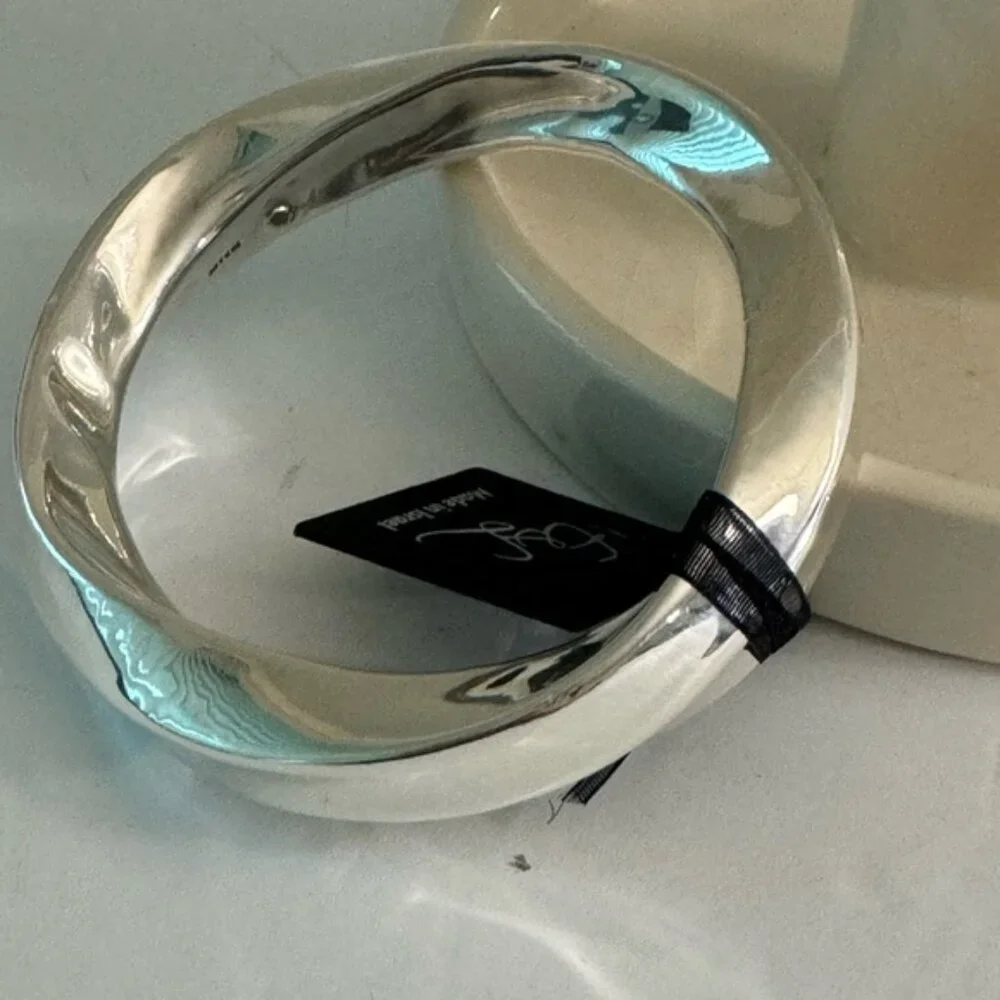 E&L Sterling Silver Bangle Statement Bracelet Israel Electroform Wavy D-2/5